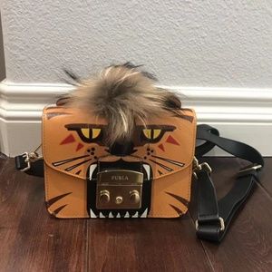 Furla tiger with fur mini cross body bag